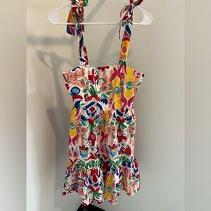 NWT Central Park West Tie Strap Floral Mini Dress White S